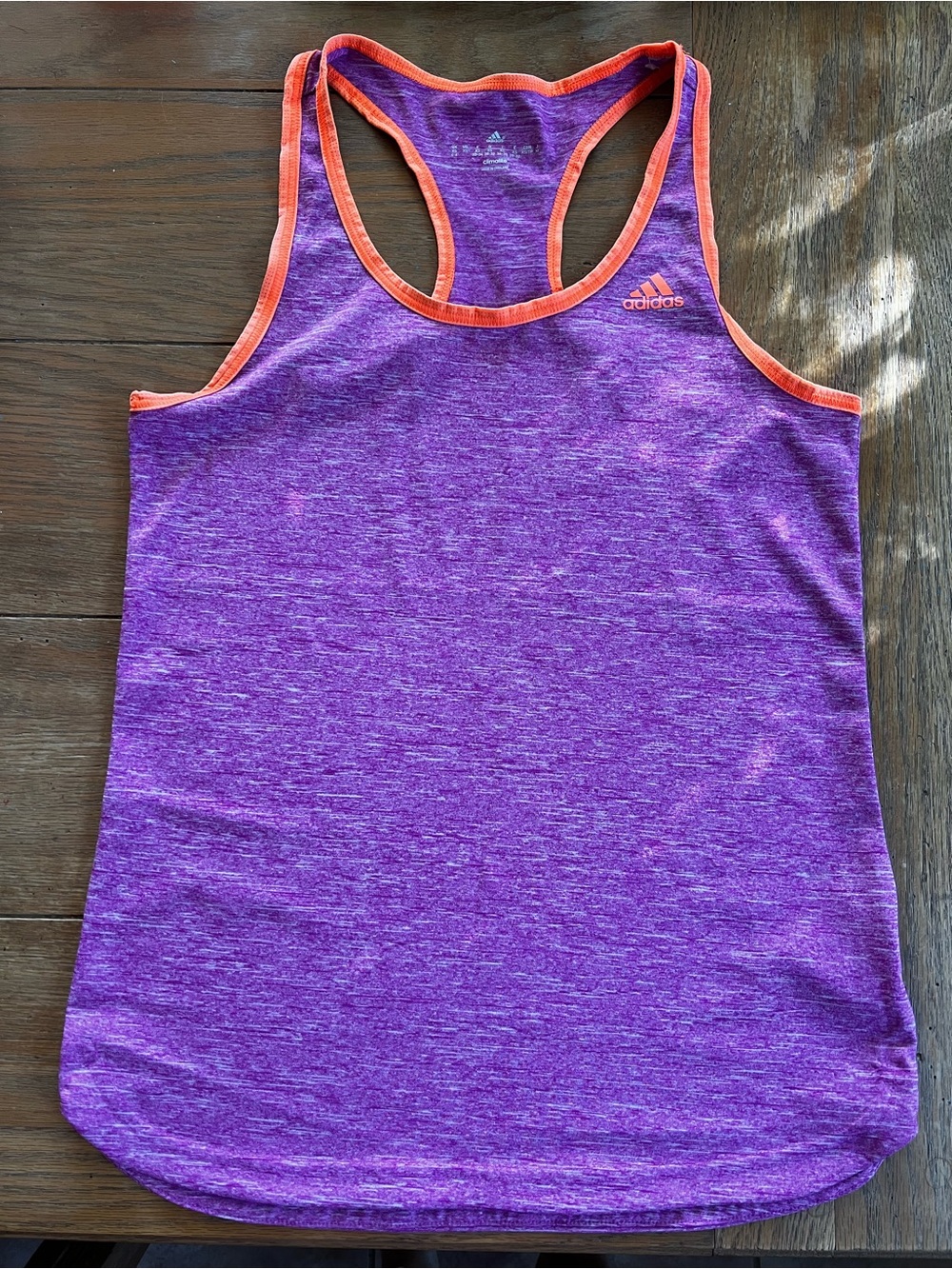 adidas Pink Heather Racerback Tank with Orange Trim